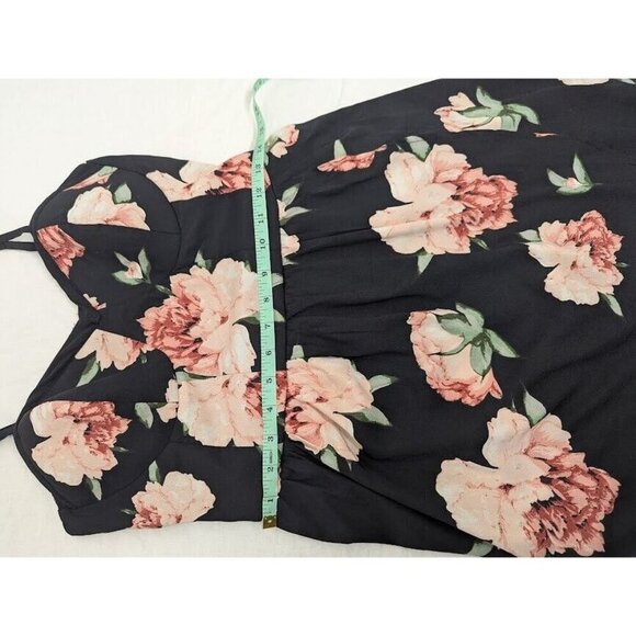 Maurices women's medium black dress with pink peonies built in bra, pockets J6 - Picture 7 of 8